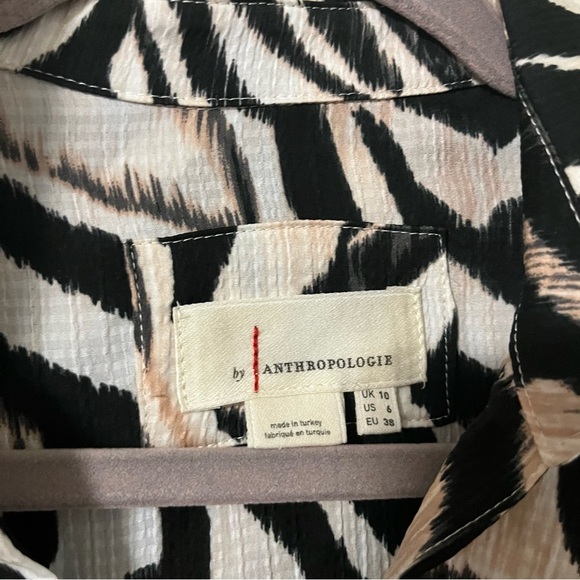 By Anthropologie Animal Print Wrap Dress Size 6 Long Sleeve Cuff Wrist Party - Picture 4 of 7